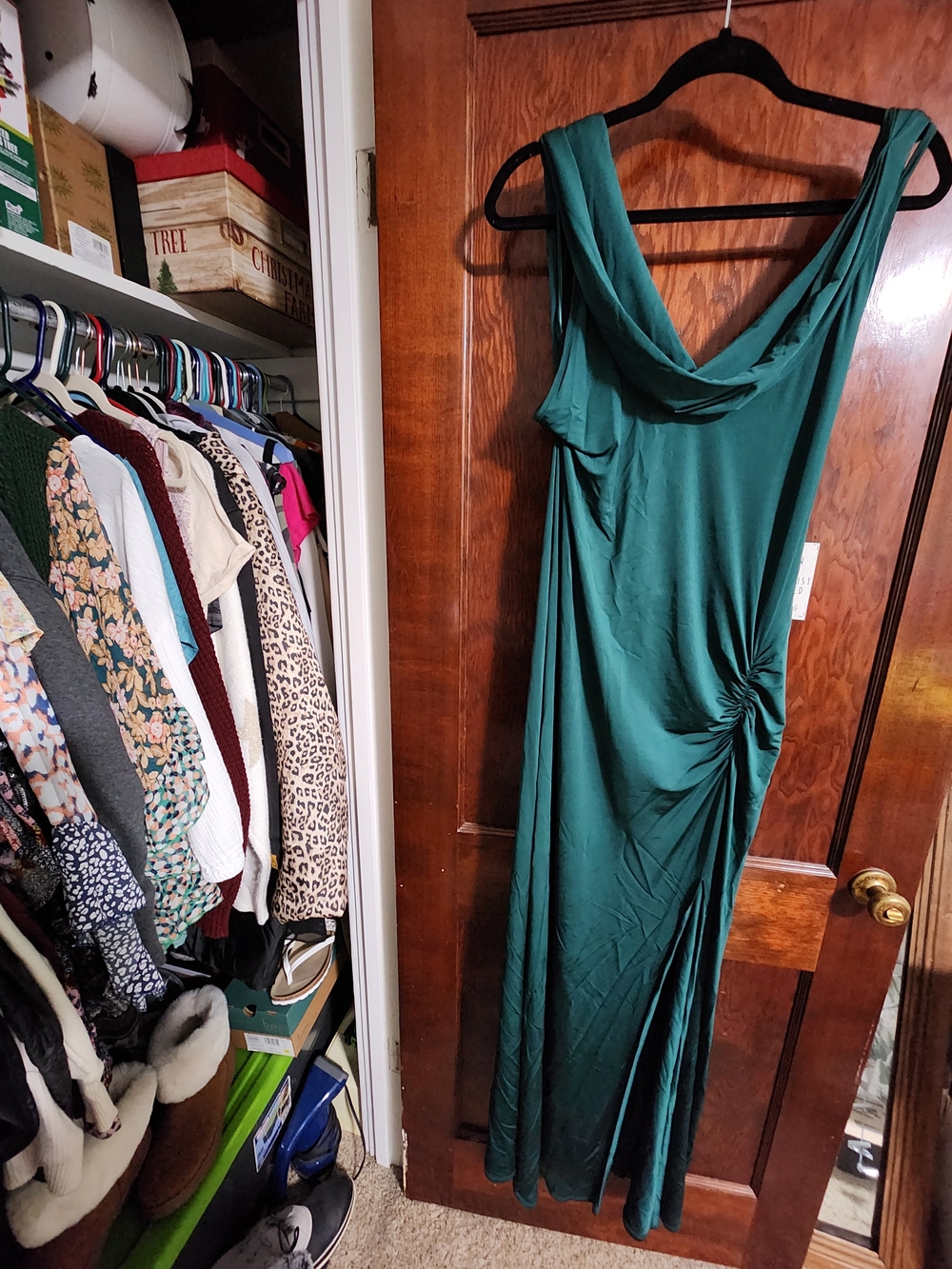 Free People Roxanne Emerald Green Backless Cowl Maxi Dress New With Tags XL